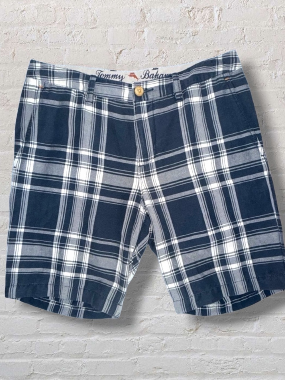 Tommy Bahama Blue Plaid Linen Blend Shorts Men’s Size 30